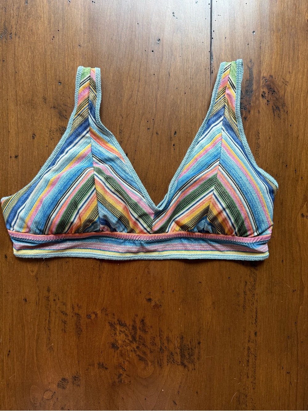 Becca 70s Surf Style Striped Sparkle DDD Cup Bikini Top